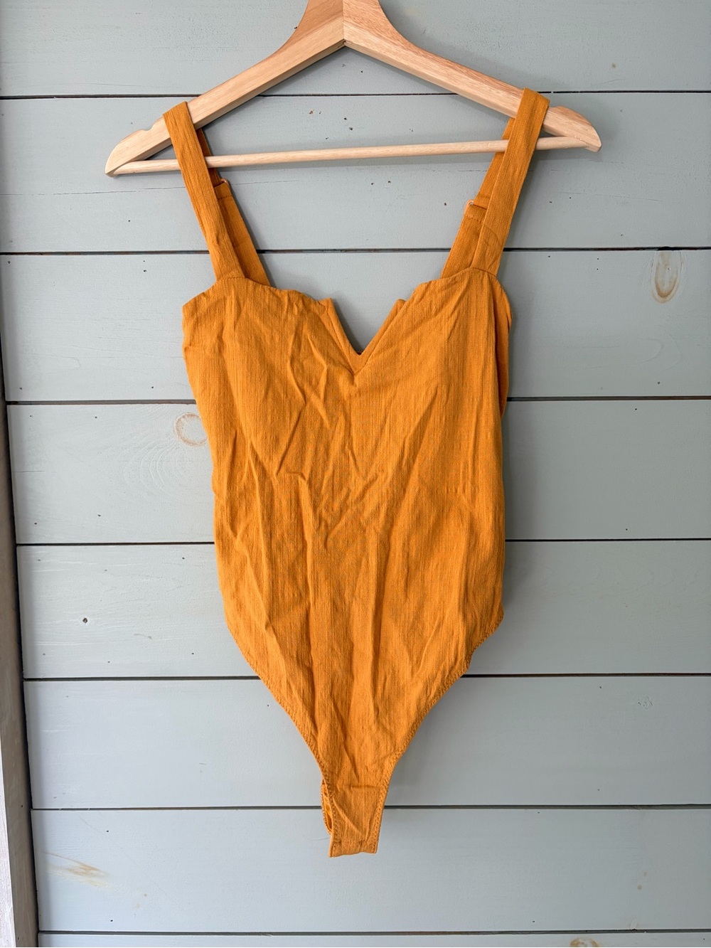 Free People Intimately Mustard Yellow V-Neck Bodysuit Size S